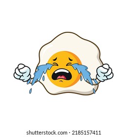 vector cartoon, character, and mascot of a fried egg crying.