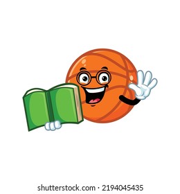 vector cartoon, character, and mascot of a geek basketball holding book.