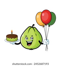 Caricatura de Vector, personaje y mascota de una fiesta de cumpleaños de guayaba.