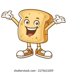 vector cartoon, character, and mascot of a happy bread.