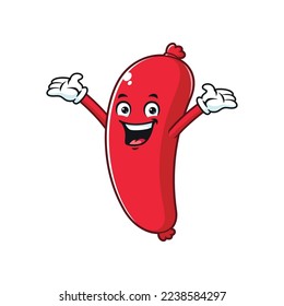 vector cartoon, character, and mascot of a happy sausage.