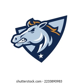 vector cartoon, character, and mascot of a horse head emblem sport logo.