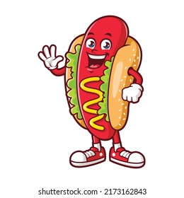 Vector Cartoon Character Mascot Hotdog Wave Stock Vector (Royalty Free ...