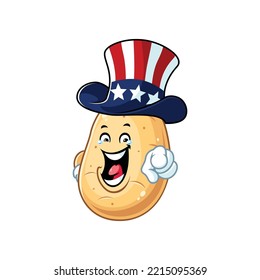 vector cartoon, character, and mascot of a laughing potato sam.
