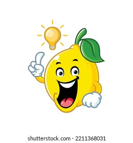 vector cartoon, character, and mascot of a lemon get an idea.