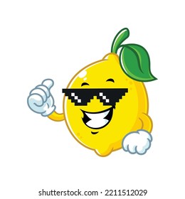 vector cartoon, character, and mascot of a lemon thug life.