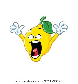 caricatura vectorial, personaje y mascota de un limón con cara impactada.