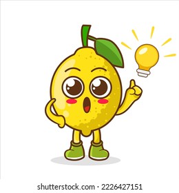 vector cartoon, character, and mascot of a lemon get an idea. isolated on white