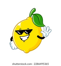 vector cartoon, character, and mascot of a lemon with thug life style.