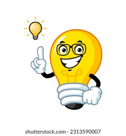 vector cartoon, character, and mascot of a light bulb get an idea.