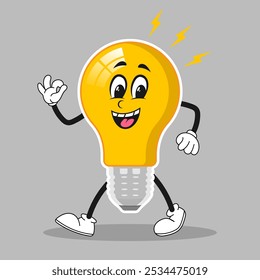 vector cartoon, character, and mascot of a light bulb