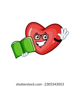 vector cartoon, character, and mascot of a love holding book.
