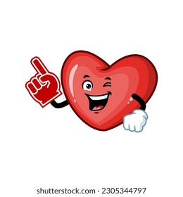 vector cartoon, character, and mascot of a love wearing finger foam.