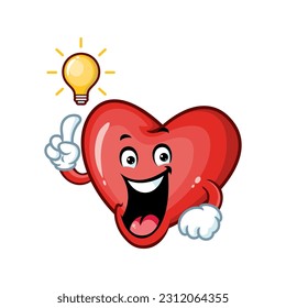 vector cartoon, character, and mascot of a love get an idea.