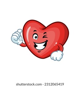 vector cartoon, character, and mascot of a love with thumbs up hand.