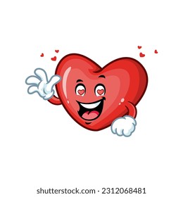 vector cartoon, character, and mascot of a love with in love expression face.