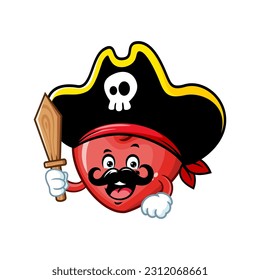 vector cartoon, character, and mascot of a love wearing pirates costume.