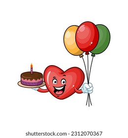 dibujos animados vectoriales, personajes y mascota de una fiesta de cumpleaños de amor.
