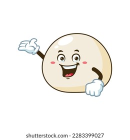 vector cartoon, character, and mascot of a mochi with welcome pose.