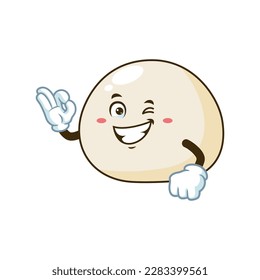 vector cartoon, character, and mascot of a mochi with ok pose.