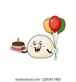 vector cartoon, character, and mascot of a mochi birthday party.