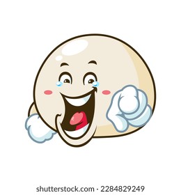 vector cartoon, character, and mascot of a mochi with laugh expression face.