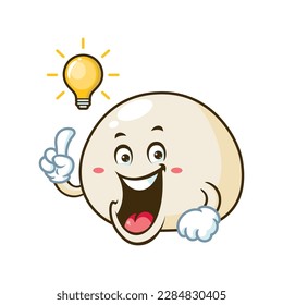 Vektorgrafik, Charakter und Maskottchen eines Mochi erhalten eine Idee.