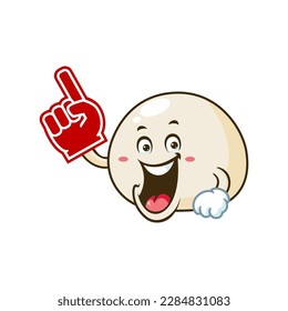 vector cartoon, character, and mascot of a mochi wearing finger foam.
