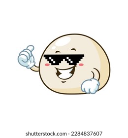 vector cartoon, character, and mascot of a mochi with thug life style.