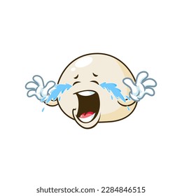 vector cartoon, character, and mascot of a mochi with cry expression face.