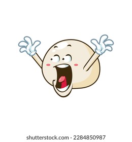 caricatura vectorial, personaje y mascota de un mochi con la cara de expresión impactada.
