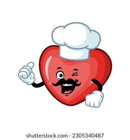 caricatura vectorial, personaje y mascota de un chef bigote ama con pulgares hacia arriba.