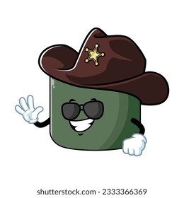 vector cartoon, character, and mascot of a norimaki sushi wearing sheriff hat.