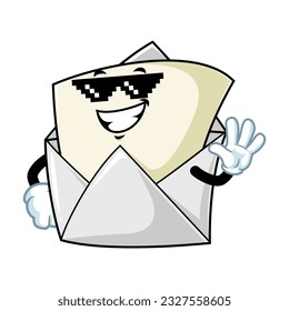 vector cartoon, character, and mascot of an open envelope with thug life style.