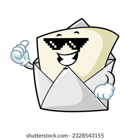 vector cartoon, character, and mascot of an open envelope with thug life style.