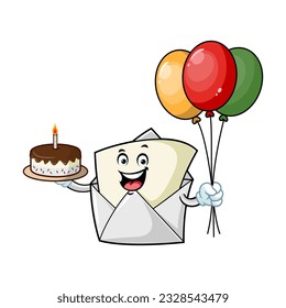 vector cartoon, character, and mascot of an open envelope birthday party.