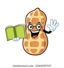 desenho animado vetorial, personagem e mascote de um livro de amendoim.