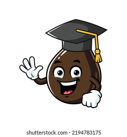 vector cartoon, character, and mascot of a petroleum oil wearing graduation hat.