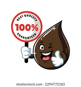 dibujos animados vectoriales, personajes y mascota de una caída de aceite de petróleo con cartón garantizado.