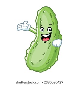 vector cartoon, character, and mascot of a pickle with welcome pose.