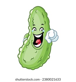 vector cartoon, character, and mascot of a pickle with laugh expression face.