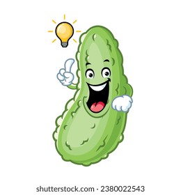 vector cartoon, character, and mascot of a pickle get an idea.