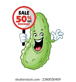 Vektorgrafik, Charakter und Maskottchen einer Pickle mit Discount-Signatur.