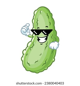 vector cartoon, character, and mascot of a pickle with thug life style.