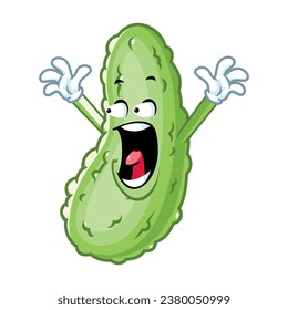 vector cartoon, character, and mascot of a pickle with shocked expression face.