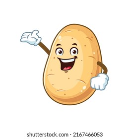 vector cartoon, character, and mascot of a potato welcome pose.