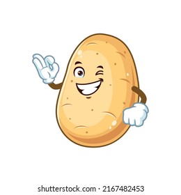 vector cartoon, character, and mascot of a potato say ok pose.