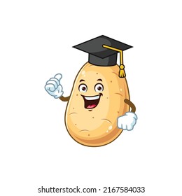 vector cartoon, character, and mascot of a potato wearing graduation hat.