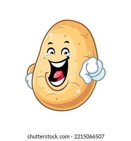 vector cartoon, character, and mascot of a potato with laughing face.