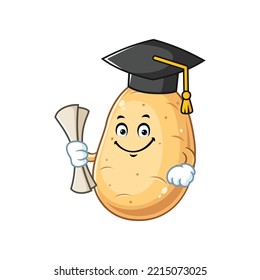 vector cartoon, character, and mascot of a potato with graduation hat.